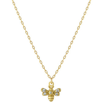 Cubic Zirconia Bee Pendant Necklace in Gold-Plated Sterling Silver, 16" + 2" extender, Created for Macy's