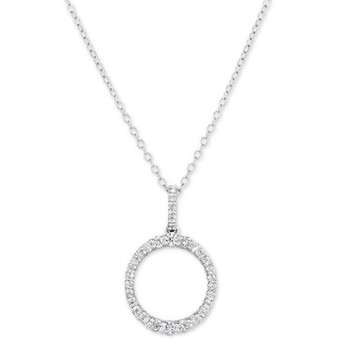 Lab-Created Diamond Ring 18" Pendant Necklace (1/2 ct. t.w.) in Sterling Silver