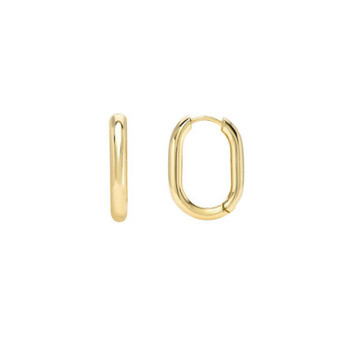 14K Gold Thick Oval Hoop Earrings