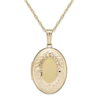Engraved Oval Locket in 14k Gold