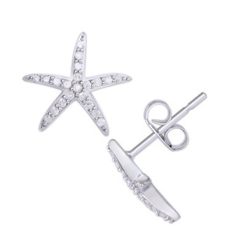 Diamond 1/5 ct. t.w. Starfish Stud Earrings in Sterling Silver
