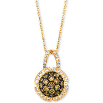Chocolatier® Diamond Cluster 18" Pendant Necklace (7/8 ct. t.w.) in 14k Gold