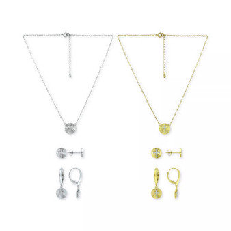 Cubic Zirconia Cross Disc Pendant Necklace, Stud, & Drop Earrings Jewelry Collection, Created for Macy's