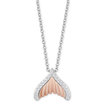 Diamond Ariel Mermaid Tail Pendant Necklace (1/6 ct. t.w.) in Sterling Silver & 10k Rose Gold