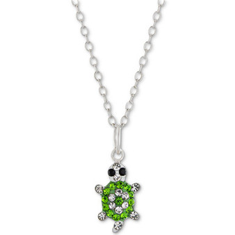 Crystal Pavé Turtle 18" Pendant Necklace in Sterling Silver, Created for Macy's