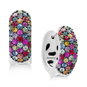 Splash by EFFY® Multicolor Sapphire Hoop Earrings (2-1/4 ct. t.w.) in Sterling Silver