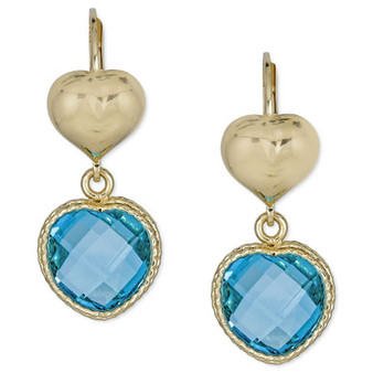 Swiss Blue Topaz Heart Drop Earrings (9 ct. t.w.) in 14k Gold-Plated Sterling Silver