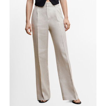 Women's Straight Linen-Blend Pants