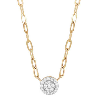 Diamond Halo Cluster Paperclip Link 18" Pendant Necklace (1/10 ct. t.w.) in 10k Gold
