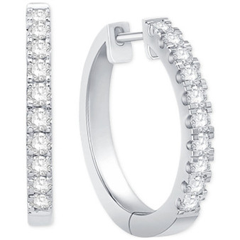 Diamond Small Hoop Earrings (1/2 ct. t.w.) in 10k White Gold