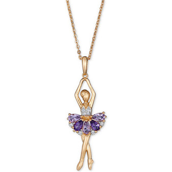 Multi-Gemstone Ballerina 18" Pendant Necklace (1-5/8 ct. t.w.) in 14k Gold-Plated Sterling Silver