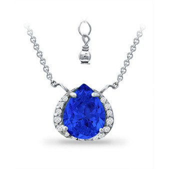 Created Blue Sapphire and Cubic Zirconia Accent Necklace