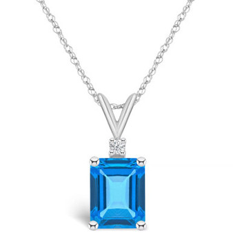 Blue Topaz (3 ct. t.w.) and Diamond Accent Pendant Necklace in 14K Yellow Gold or 14K White Gold