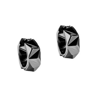 Dark Armor Hoop Earrings in Black Rhodium Over Sterling Silver