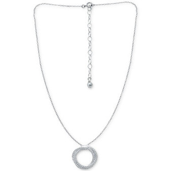 Cubic Zirconia Twisted Circle 16" Pendant Necklace, Created for Macy's