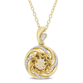 Citrine (1-4/5 ct. t.w.), White Topaz (1/7 ct. t.w.) and Diamond Accent Swirl 18" Necklace in 18k Yellow Gold Over Sterling Silver