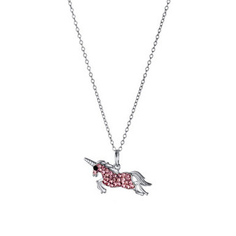 Crystal Unicorn Pendant Necklace (0.11 ct. t.w.) in Sterling Silver