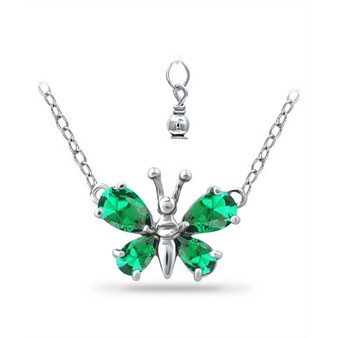Created Green Quartz Butterfly Necklace