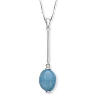 Milky Aquamarine 18" Pendant Necklace in Sterling Silver