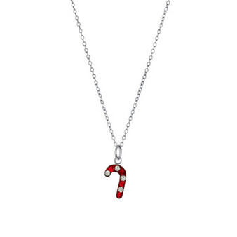 Crystal Candy Cane Pendant Necklace (0.13 ct. t.w.) in Sterling Silver