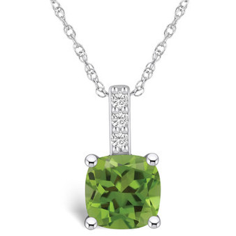 Peridot (2-3/8 Ct. T.W.) and Diamond Accent Pendant Necklace in 14K White Gold