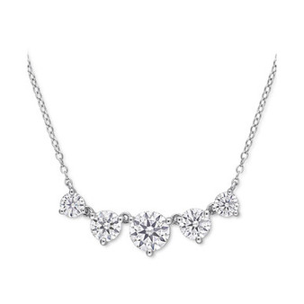 Lab-Created Moissanite Graduated Five Stone 18" Statement Necklace (2-1/2 ct. t.w.) in Sterling Silver