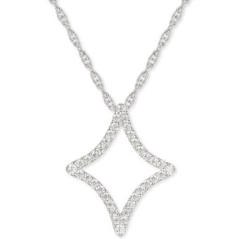 Diamond Shape Outline 18" Pendant Necklace (1/5 ct. t.w.) in Sterling Silver