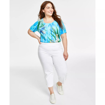 Plus Size Lattice-Hem Capri Pants, Created for Macy's