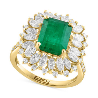 EFFY® Emerald (2-7/8 ct. t.w.) & Diamond (1-5/8 ct. t.w.) Halo Ring in 14k Gold