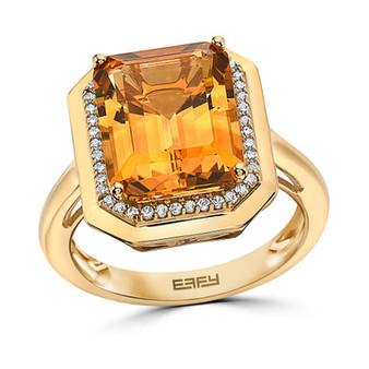 EFFY® Citrine (5-3/4 ct. t.w.) & Diamond (1/6 ct. t.w.) Statement Ring in 14k Gold