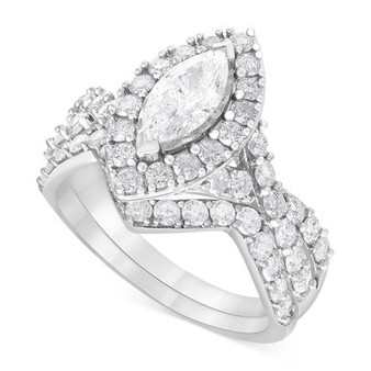 Diamond Marquise Bridal Set (2 ct. t.w.) in 14k White Gold