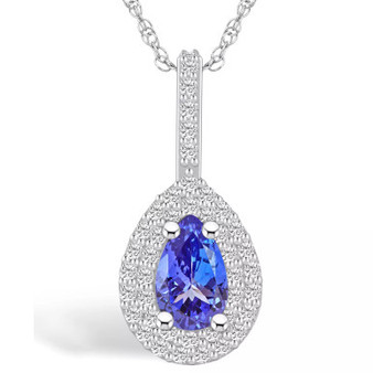 Tanzanite (7/8 Ct. t.w.) and Diamond (3/8 Ct. t.w.) Halo Pendant Necklace