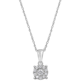Diamond Halo 18" Pendant Necklace (1/6 ct. t.w.) in 10k White Gold