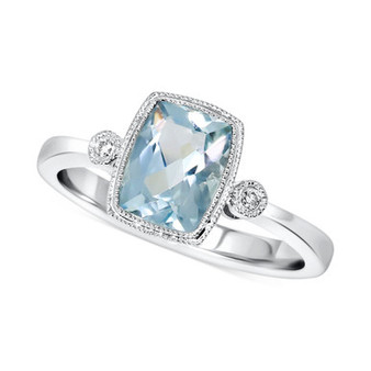 Aquamarine (1-1/5 ct. t.w.) & Diamond Accent Ring in 14k White Gold