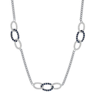 Sapphire (1 ct. t.w.) & White Sapphire (3/4 ct. t.w.) Interlink 18" Statement Necklace in Sterling Silver