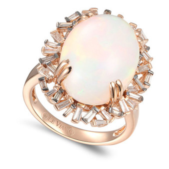 Baguette Frenzy™ Neopolitan Opal (7-1/2 ct. t.w.) & Diamond (1/2 ct t.w.) Ring in 14k Rose Gold