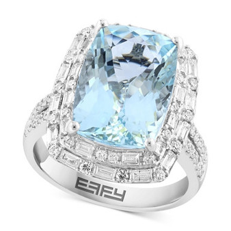 EFFY® Limited Edition Aquamarine (5-7/8 ct. t.w.) and Diamond (7/8 ct.t.w.) Halo Ring in 14k White Gold