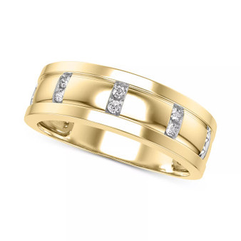 Men's Diamond Band (1/10 ct. t.w.) in 10k Yellow Gold and 10k White Gold
