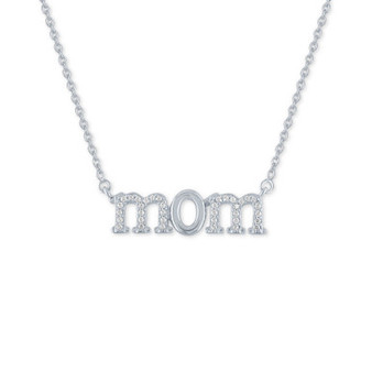 Diamond "Mom" 18" Pendant Necklace (1/10 ct. t.w.) in Sterling Silver
