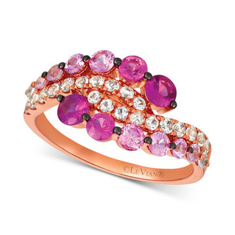 Strawberry Layer Cake Multi-Gemstone Ring in 14k Rose Gold
