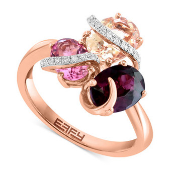 EFFY® Multi-Gemstone (3-1/6 ct. t.w.) & Diamond (1/10 ct. t.w.) Ring in 14k Rose Gold