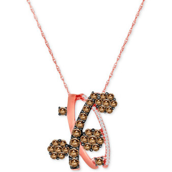 Chocolate Diamond & Vanilla Diamond Abstract Cluster 18" Pendant Necklace (1-1/2 ct. t.w.) in 14k Rose Gold