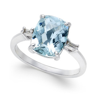 Aquamarine (2-1/2 ct. t.w.) and Diamond Accent Ring in Sterling Silver
