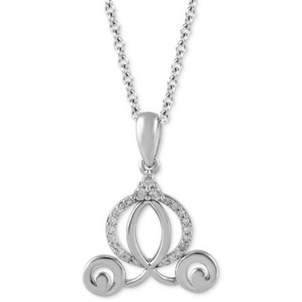 Diamond Cinderella Carriage Pendant Necklace (1/10 ct. t.w.) in Sterling Silver, 16" + 2" extender