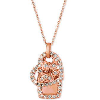Nude™ Diamond Heart & Paw 20" Pendant Necklace (1/3 ct. t.w.) in 14k Rose Gold