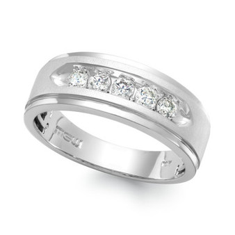 Men's Five-Stone Diamond Ring in 10k White Gold (1/2 ct. t.w.)