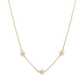 Diamond Flower Station 18" Collar Necklace (1/6 ct. t.w.) in 14k Gold-Plated Sterling Silver, Created for Macy's
