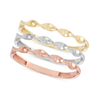3-Pc. Set Twisted Stackable Bands in 10k Tricolor Gold, Created for Macy's