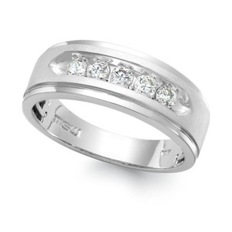 Men's Five-Stone Diamond Ring in 10k White Gold (1 ct. t.w.)