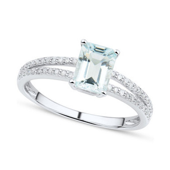 Aquamarine (7/8 ct. t.w.) & Diamond (1/6 ct. t.w.) Ring in 14k White Gold